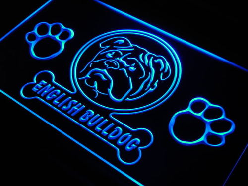 English Bulldog Paw Print Dog Neon Light Sign